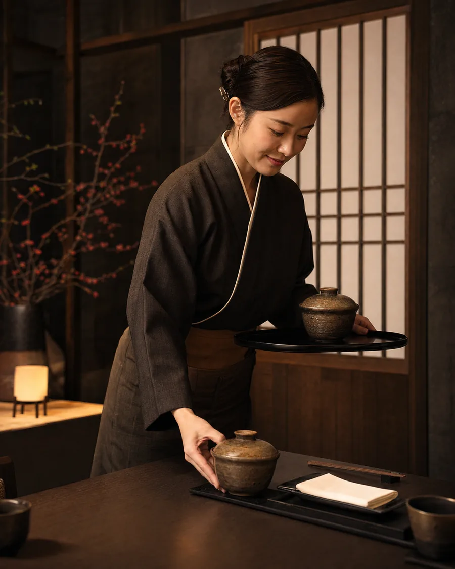和装のスタッフによる心を込めたおもてなし